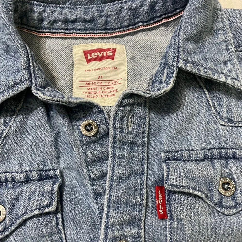 Levis Denim Shirt Toddler 2T Blue Western Snap Button Long Sleeve Cotton